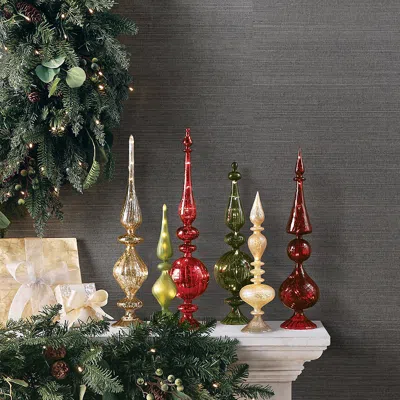 Frontgate Set Of 6 Vintage Christmas Led Glass Finials