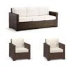 Frontgate Small Palermo 3-pc. Sofa Set With Two Lounge Chairs In Bronze Wicker