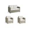Frontgate Small Palermo 3-pc. Sofa Set With Two Lounge Chairs In Dove Wicker