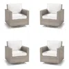 Frontgate Small Palermo 4-pc. Swivel Lounge Chair With Cushions In Dove Wicker