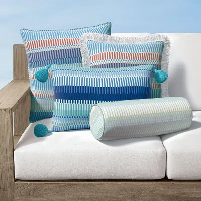 Frontgate Solana Stripe Indoor/outdoor Pillow In Blue