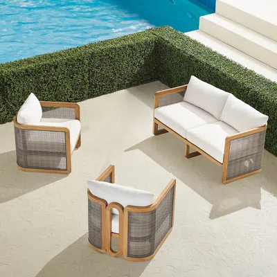 Frontgate Sorano 3-pc. Loveseat Set In Natural Teak In Neutral