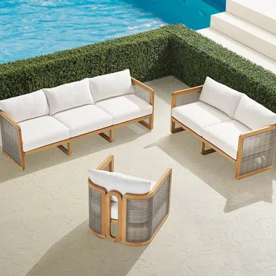 Frontgate Sorano 3-pc. Sofa Set In Natural Teak In White
