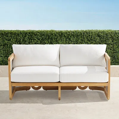 Frontgate Sorano Loveseat With Cushions In Natural Teak In Neutral