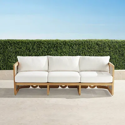 Frontgate Sorano Sofa With Cushions In Natural Teak In White
