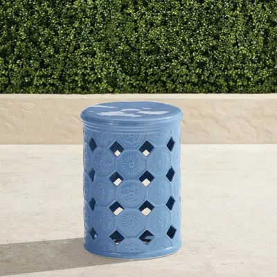 Frontgate Soren Accent Stool In Blue