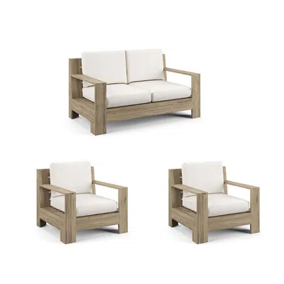 Frontgate St. Kitts 3-pc. Loveseat Set With Limited Edition Cushions In Weathered Teak In Neutral