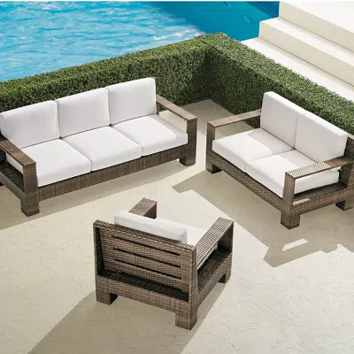 Frontgate St. Kitts 3-pc. Sofa Set In Light Kona Wicker In Brown