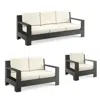 Frontgate St. Kitts 3-pc. Sofa Set With Limited Edition Cushions In Matte Black Aluminum