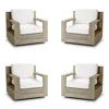 Frontgate St. Kitts 4-pc. Swivel Lounge Chair With Cushions In Weathered Teak