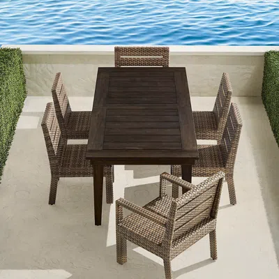Frontgate St. Kitts 7-pc. Rectangular Dining Set In Light Kona Wicker In Brown