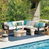 Frontgate St. Kitts Modular Seating Collection With Cushions In Matte Black Aluminum