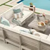 Frontgate St. Kitts Modular Seating Collection With Cushions In Weathered Teak