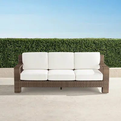 Frontgate St. Kitts Sofa With Cushions In Light Kona Wicker In Brown