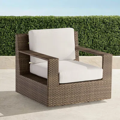Frontgate St. Kitts Swivel Lounge Chair With Cushions In Light Kona Wicker In Brown