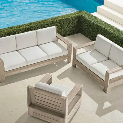Frontgate St. Kitts 3-pc. Sofa Swivel Set In Weathered Teak In White