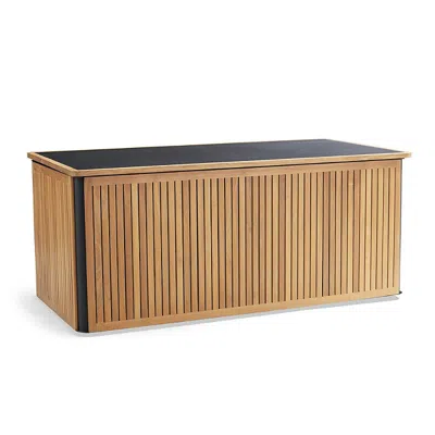 Frontgate Teak & Alumnium Storage Chest Tailored Furniture Cover In Sand