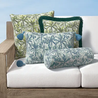Frontgate Tropical Toile Indoor/outdoor Pillow In Blue