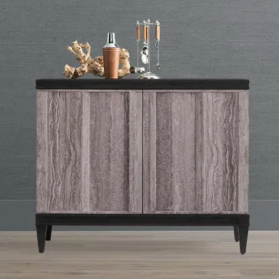 Frontgate Viago Travertine Bar & Storage Cabinet