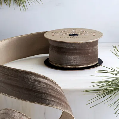 Frontgate Vintage Velvet Gold Ribbon In Brown