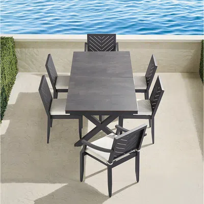 Frontgate Westport Aluminum 7-pc. Rectangular Dining Set In Jet Black