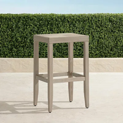Frontgate Westport Teak Bar Stool In Weathered Finish In Neutral