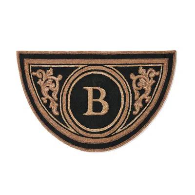 Frontgate Wingate Monogrammed Half-round Door Mat In Gray