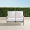 FRONTGATE WINHILL LOVESEAT WITH CUSHIONS IN WEATHERED TEAK