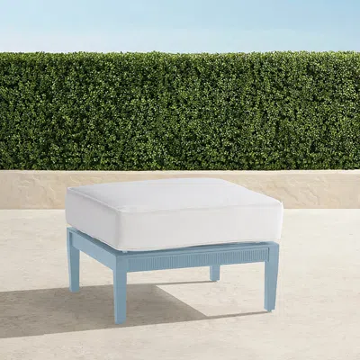 Frontgate Winhill Ottoman With Cushion In Glacier Aluminum In Blue
