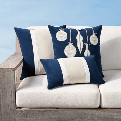 Frontgate Winter Ornament Indoor/outdoor Pillow By Elaine Smith In Blue