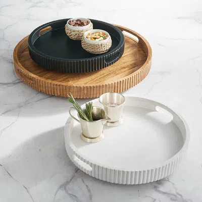 Frontgate Wood Lazy Susan In White