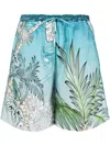 F.r.s For Restless Sleepers Printed Drawstring Cotton Shorts In Clear Blue