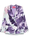 F.r.s For Restless Sleepers For Restless Sleepers Printed Silk Double-breasted Jacket In Purple