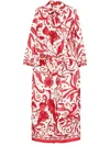 F.r.s . F. R.s. Silk Crepe Long Kaftan Dress In Red
