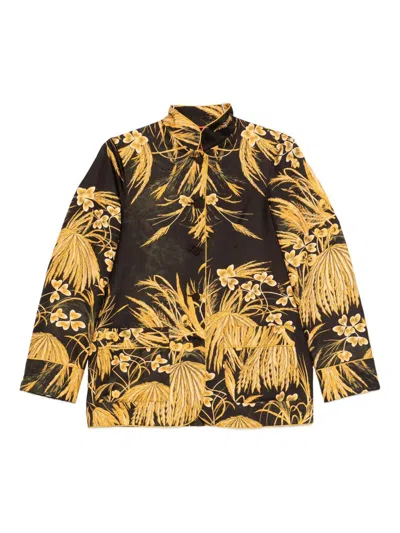 F.r.s . Printed Silk Shirt In Gold