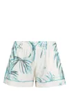 F.r.s . F.r.s. Printed Drawstring Cotton Shorts In Blue