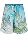 F.r.s . F.r.s. Printed Drawstring Cotton Shorts In Blue