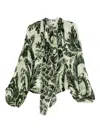 F.r.s . Printed Silk Blouse In Green