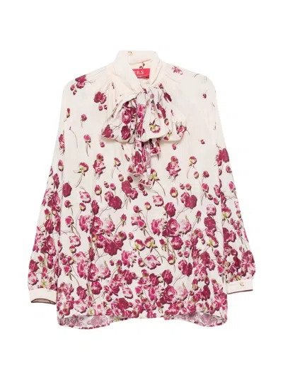 F.r.s . Floral Print Silk Blend Blouse In Pink