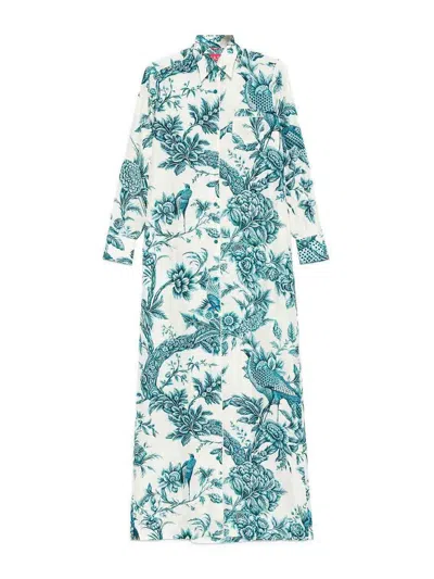 F.r.s For Restless Sleepers For Restless Sleepers Printed Silk Shirt Dress In Blue