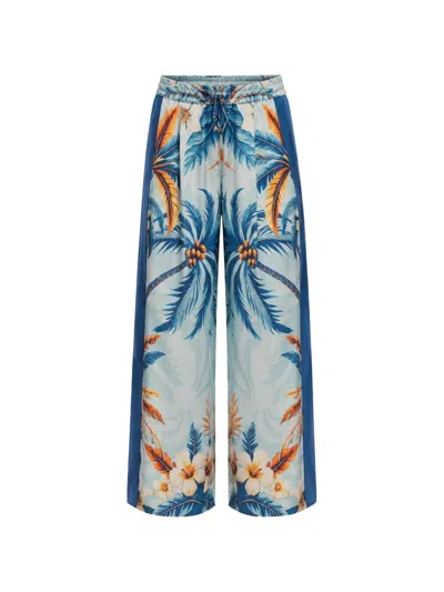 F.r.s For Restless Sleepers Asteria Palm-print Trousers In Blue