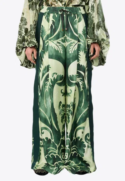 F.r.s For Restless Sleepers Asteria Wide-leg Printed Pants In Green