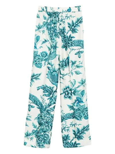 F.r.s For Restless Sleepers Bird-print Elasticated-waist Straight Trousers In Multi