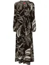 F.r.s For Restless Sleepers For Restless Sleepers Printed Silk Dress In 褐色