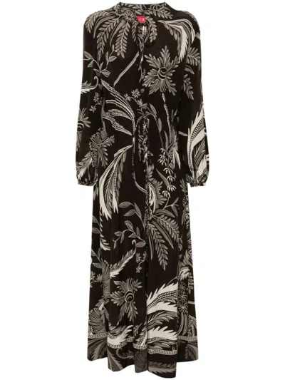 F.R.S FOR RESTLESS SLEEPERS BROWN BOTANICAL-PRINT DRESS