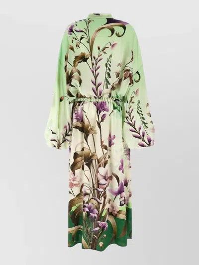 F.r.s For Restless Sleepers Cenide Dress Drawstring Waist Floral Print In Transparent