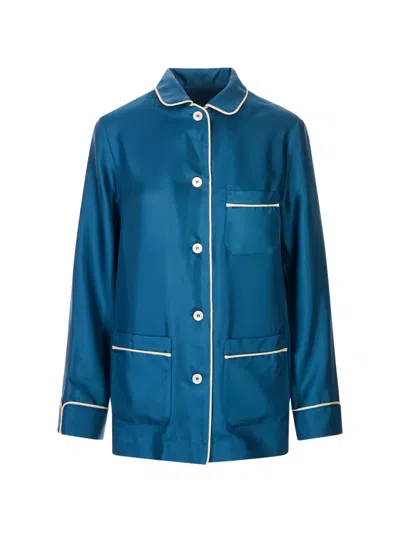 F.r.s For Restless Sleepers Ceto Contrast-piping Shirt In Blue