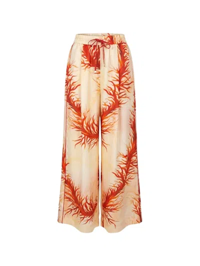 F.r.s For Restless Sleepers Coral-print Drawstring Trousers In Brown