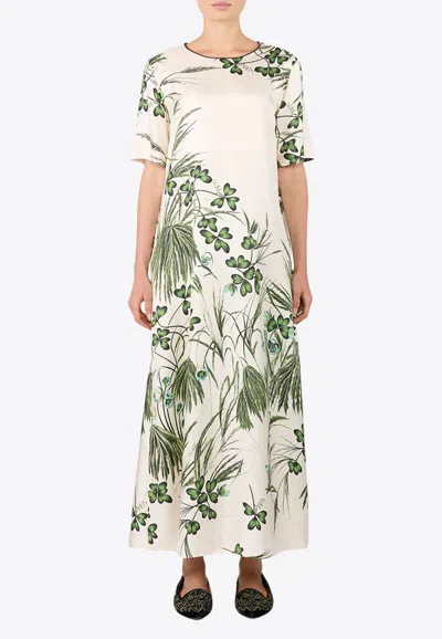 F.r.s For Restless Sleepers Criso Silk Floral Midi Dress In Multi