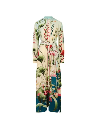 F.r.s For Restless Sleepers Danae Floral-print Belted Maxi Dress In Multi